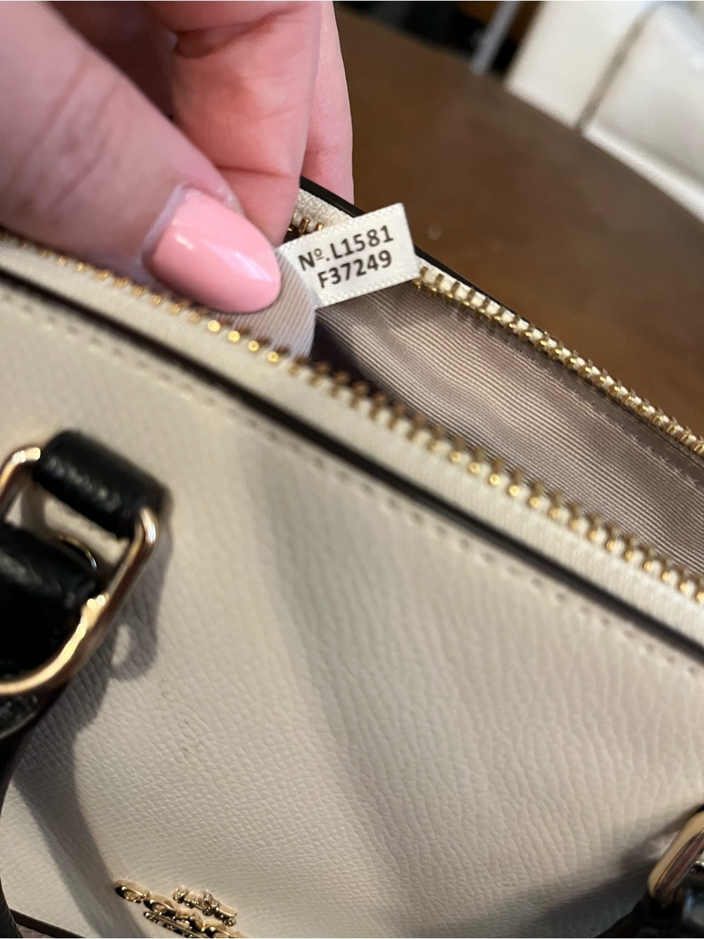 Coach Small Dome Crossbody Satchel in White with Black Trim and Tan Accents - Picture 3 of 5